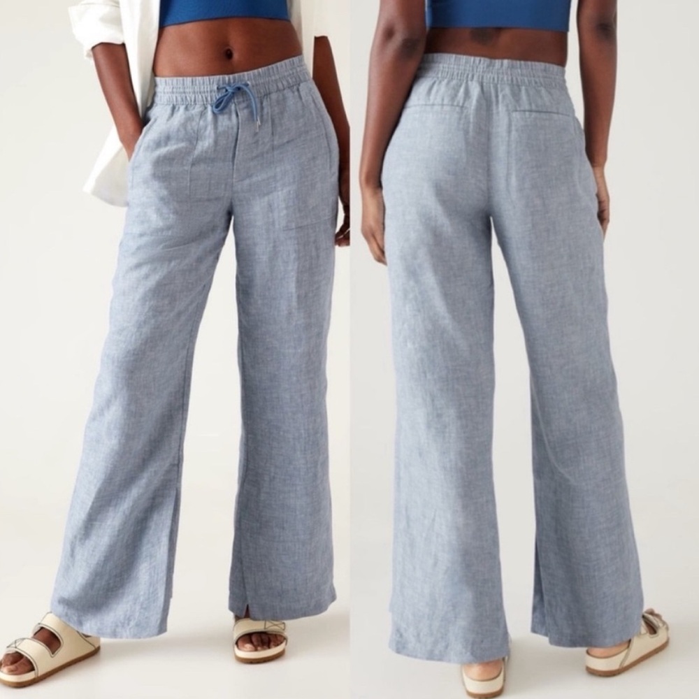 Athleta retreat wide linen pants large tall NWT